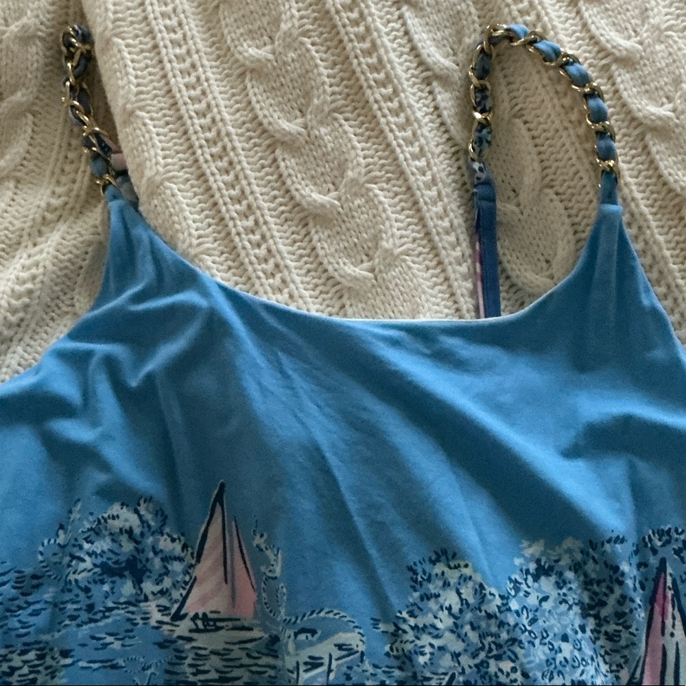 Lilly Pulitzer Blue Tank Top with Nautical Print